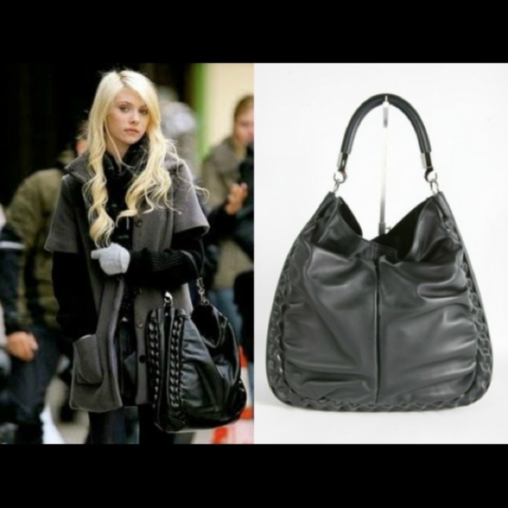 Yves Saint Laurent Roady Inlay Black Leather Hobo